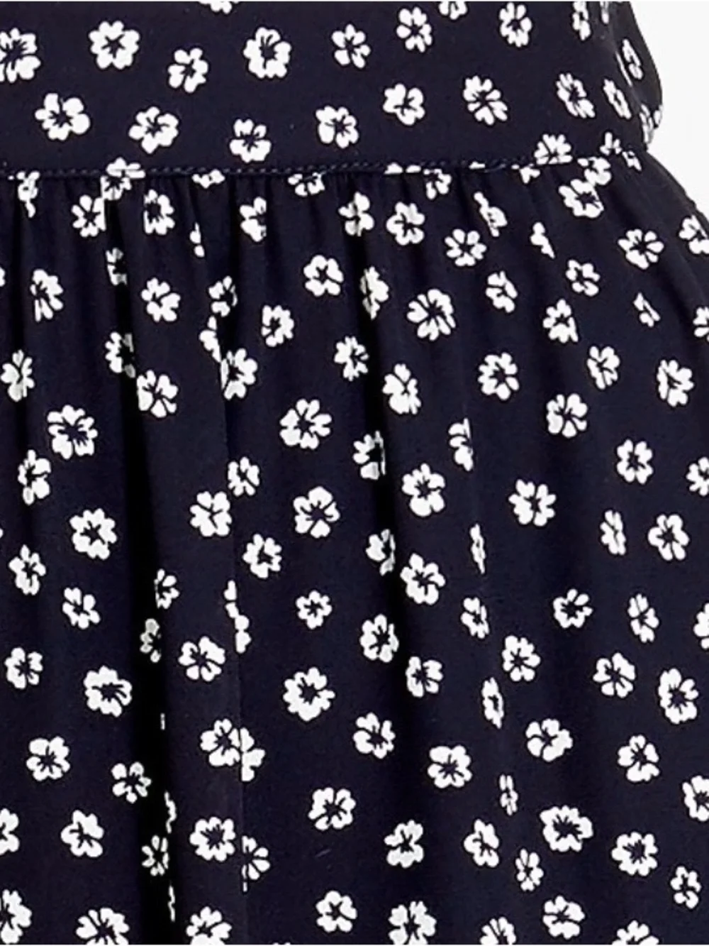 J. Crew Navy Blue Skater Skirt with White Floral Print